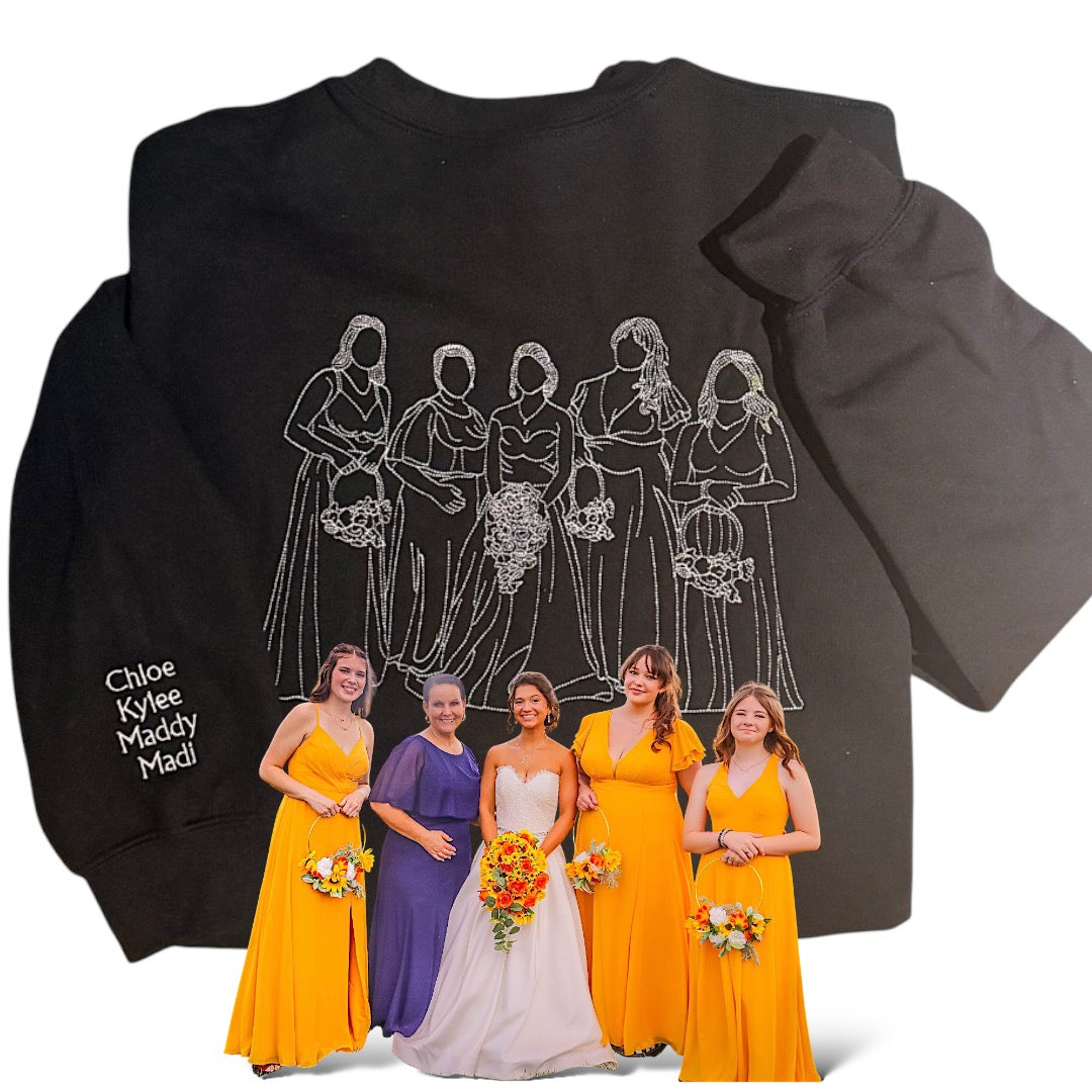 Custom Line Embroidered Sweatshirt Personalize with 1 to 6 Figures Threaded Memento Custom Line Embroidered Sweatshirt Personalize with 1 to 6 Figures Threaded Memento