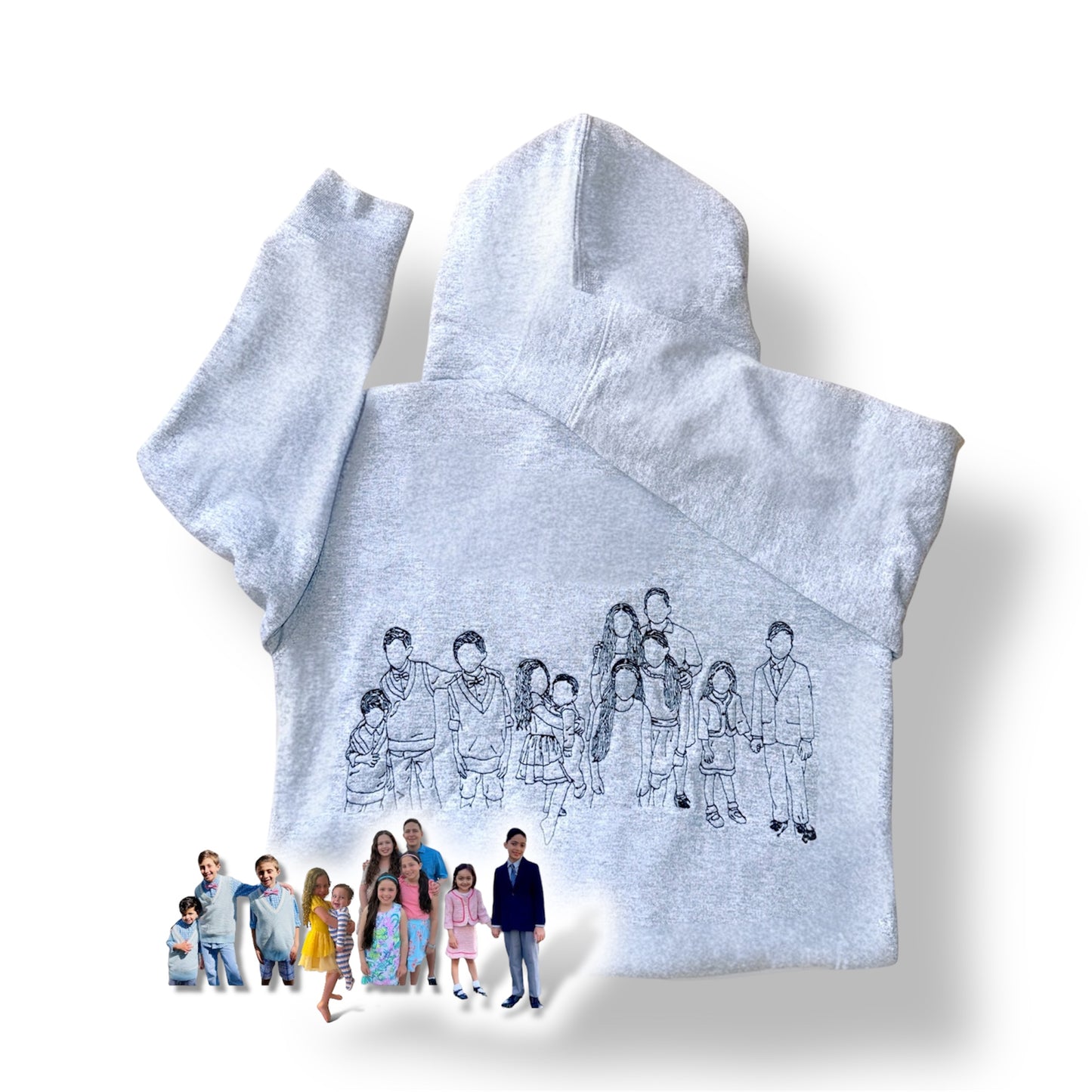 Custom Line Embroidered Sweatshirt – Personalize with 6 to 12 Figures